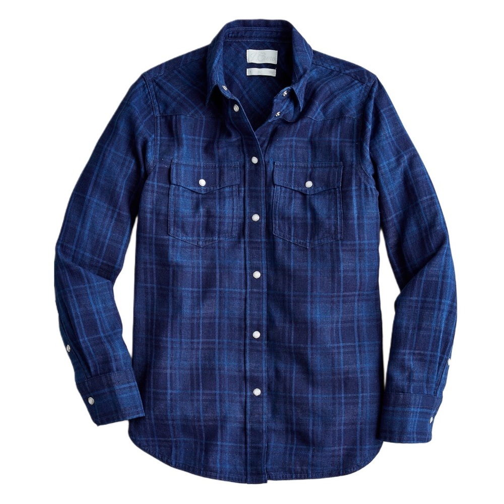 J. Crew Slim-fit Western Shirt in Indigo Plaid